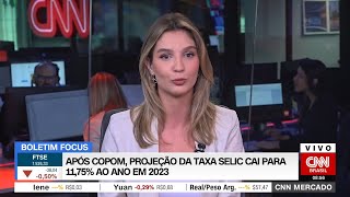 Após Copom projeção da taxa Selic cai para 1175 ao ano em 2023  CNN MERCADO  07082023 [upl. by Leziar]