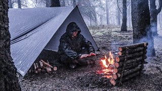 Facing the Elements With Only A SIMPLE Tarp Shelter  Bushcraft Camping Compilation [upl. by Lougheed948]