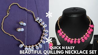 DIY  Quilled Paper Necklace Easy paper quilling jewellery tutorial  Quilling Jewelry  Necklace [upl. by Harehs]