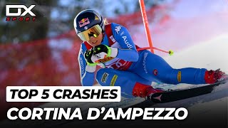 TOP 5 Crash Cortina dAmpezzo  Downhill  TRIBUTO 1000 ISCRITTI  2024 🇮🇹 [upl. by Alleirbag]