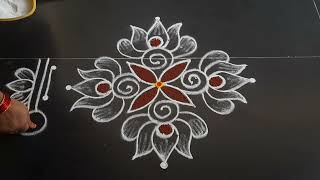 simple and easy lotus kolam 51dots small beautiful rangoli design daily muggulu Anusworld [upl. by Murrell]