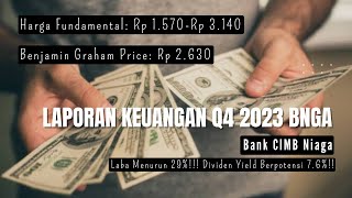 Laporan Keuangan Q4 2023 Saham BNGA Bank CIMB Niaga  Harga Fundamental Rp 1570Rp 3140 [upl. by Etteloc984]