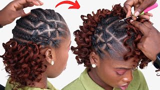 Stylish Short Crochet Braid Hairstyle For Beginners  Crisscross Hairstyle Tutorial [upl. by Itnaihc]