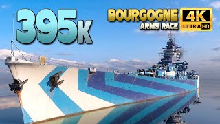 Battleship Bourgogne Almost 400k in Arms race  World of Warships [upl. by Lindgren181]