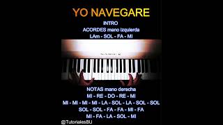 Yo Navegare  Piano  tutorial  cover quotacordes y melodiaquot Nivel Facil  Principiante [upl. by Kitti]