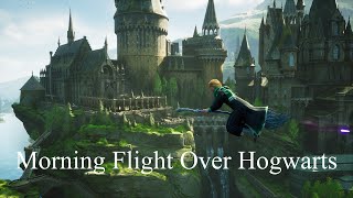 Summer Morning Flight over Hogwarts Castle  Hogwarts Legacy ambience [upl. by Sinylg]