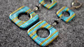 polymer clay earrings tutorial Cernit Metallic tribal jewelry [upl. by Eidnac137]