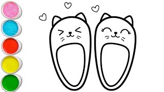 Kitty Shoes Drawing Painting and Coloring for Kids amp Toddlers [upl. by Oirevlis405]