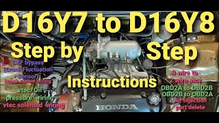 500hp build D16y7 to D16y8 Intake Manifold swap step by step 3 wire to 2 wire aicv obd2b to obd2a [upl. by Ralyat]