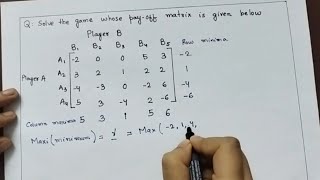 Maxima Minima Principle in Game Theory  Saddle Point in Game Theory  Operation Research in Hindi [upl. by Notgnihsaw]