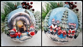 Christmas at the mouses 🎄 bauble decoupage medallion 🎁🐭 [upl. by Sage]