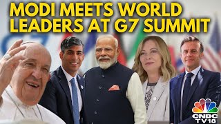 PM Modi Meets Meloni Macron Pope Zelenskyy At G7 Summit In Italy  G7 Summit In Italy  N18G [upl. by Ricki]