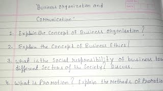 Business organisation and communication important questions 2024 important questions [upl. by Sieracki]