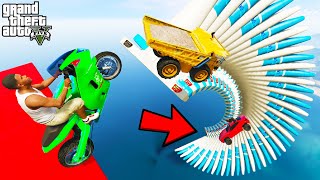 FRANKLIN TRIED IMPOSSIBLE TRIANGULAR SPIRAL LOOP PARKOUR RAMP CHALLENGE GTA 5  SHINCHAN and CHOP [upl. by Korrie]