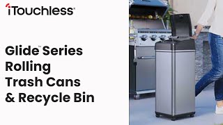 iTouchless Glide Trash Cans with Wheels for Kitchen and Backyard Barbecue Cleanup [upl. by Jona]