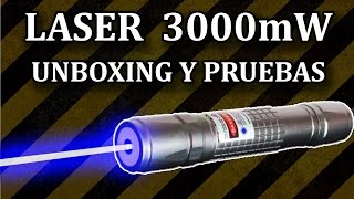 Laser Azul Ultra Potente 3000mW  Unboxing y Pruebas Experimentar En Casa [upl. by Alvie961]