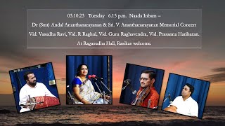 VidVasudha Ravi  Smt Andal amp Sri V Ananthanarayanan Memorial Concert  Naada Inbam [upl. by Drofhsa]