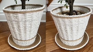 Diy Rope Basket Diy Basket Planter Diy Plant Pot سبت يدوي للزرع [upl. by Patin]