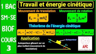 Travail et énergie cinétique  Cours 3 détaillé  1BAC  SM amp SE  BIOF [upl. by Ephram]