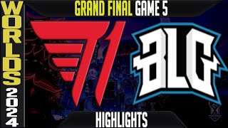 T1 vs BLG Highlights Game 5  Worlds 2024 GRAND FINAL  T1 vs Bilibili Gaming G5 [upl. by Gehman]