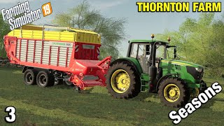 WORKING OUR SMALL GRASS FIELD Thornton Farm Timelapse  FS19 Ep 3 [upl. by Highams]