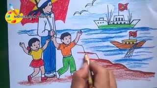 Vẽ tranh Biển đảoHow to Draw Sea Island [upl. by Llywellyn]