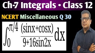 Integration of sinxcosx916sin2x from 0 to pi4  Class 12 Maths Chapter 7 Miscellaneous Q 30 [upl. by Whatley]