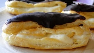 Receta de éclairs sin azúcar rellenos de crema [upl. by Anicart]