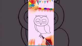 How to draw a owl follow step by step tutorial art kids [upl. by Nimrac709]