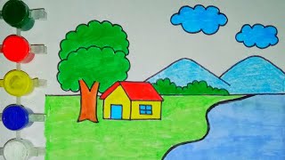 Scenery Drawing for Kids  Baby Drawing  How to draw [upl. by Nnaeirual]