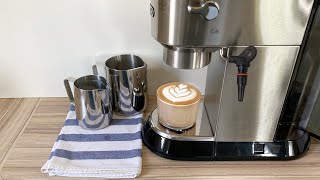 Delonghi Dedica EC685 How I steam Milk for Latte Art [upl. by Atwahs]