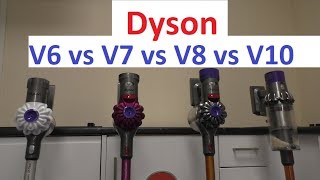 Dyson Comparison V6 vs V7 vs V8 vs V10 [upl. by Nnawtna]