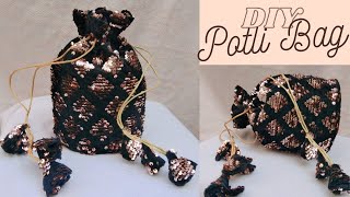 How to make Potli Bag  Batua Bag Making at Home II DIY Handmade Designer Potli Bag Easy Tutorial [upl. by Rufina]