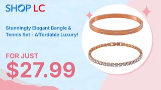 Simulated Diamond Bangle amp Tennis Bracelet Set in RG Stainless Steel [upl. by Cirle]