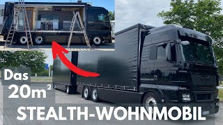 Dieser Sattelzug ist ein ECHTES STEALTHWOHNMOBIL CHRIS 55 baut DACHTERRASSE  WELLNESSBAD  KÜCHE [upl. by Tamer]