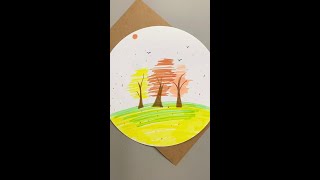 ”Autumn” theme painting with a marker to paint autumn parentchild handwork autumn theme painting [upl. by Aun]