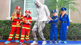 Kid Firefighters and Girl Cops Stop Faceless [upl. by Airretal]