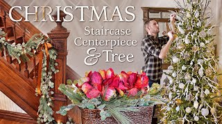 Christmas Decorate With Me 2023 Christmas Tree Decorating Staircase Garland amp Holiday Centerpiece [upl. by Enilecram893]