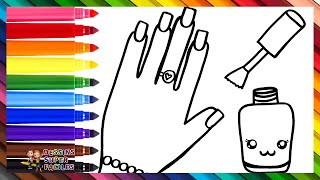 Dessiner et Colorier une Main avec un Vernis à Ongles Arcenciel 💅🌈 Dessins Pour les Enfants [upl. by Olivann]