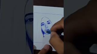 MiniPortrait using ballpoint pen and Ink painting artist artdrawing art drawing [upl. by Lorrad]