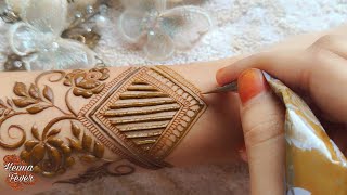 Trending Bold Flower Bridal Back Hand Mehndi Design 2024  Step by Step Tutorial  Henna Fever [upl. by Doherty]