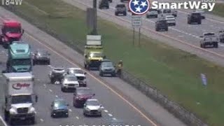 Tennessee Rubbernecking Results in Crash Next To TDOT HELP Worker Assisting Driver With A Flat Tire [upl. by Dich]