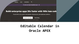 Editable Calendar in Oracle APEX [upl. by Hemingway]