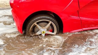 Ferrari power wheels car stuck in the mud [upl. by Wivestad]