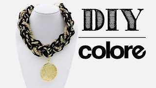 DIY Collar Trenzado Cadena y Dije con Cristal  Colore Accesorios [upl. by Avuha288]