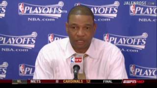 Bulls vs Celtics Game 3  Doc Rivers discusses Rondo getting carried off the court 42309 [upl. by Rozek485]