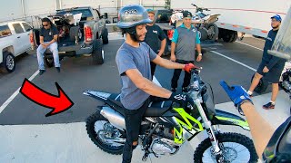 HOMIES TRY TO WHEELIE MY NEW DIRT BIKE [upl. by Havelock154]