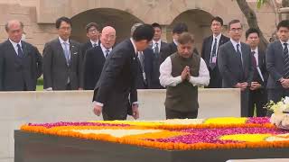 Japanese Prime Minister Fumio Kishida pays tribute to Mahatma Gandhi at Rajghat in Delhi [upl. by Ellynad]