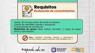 Requisitos para asistir a la ESPOCH y rendir tu evaluación de conocimientos [upl. by Kanter]