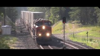 Stack Trains and Foreign power on BNSFs Kootenai River Subdivision [upl. by Portingale]